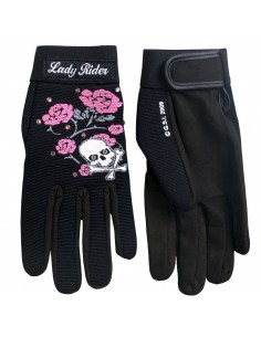 Ladies Mechanics Gloves Skull and Roses