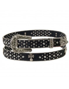 Damengurt schwarz Kreuz (Swarovski Steinen)