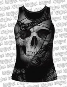Damen T-Shirt "Black Lace Rip Skull" 2